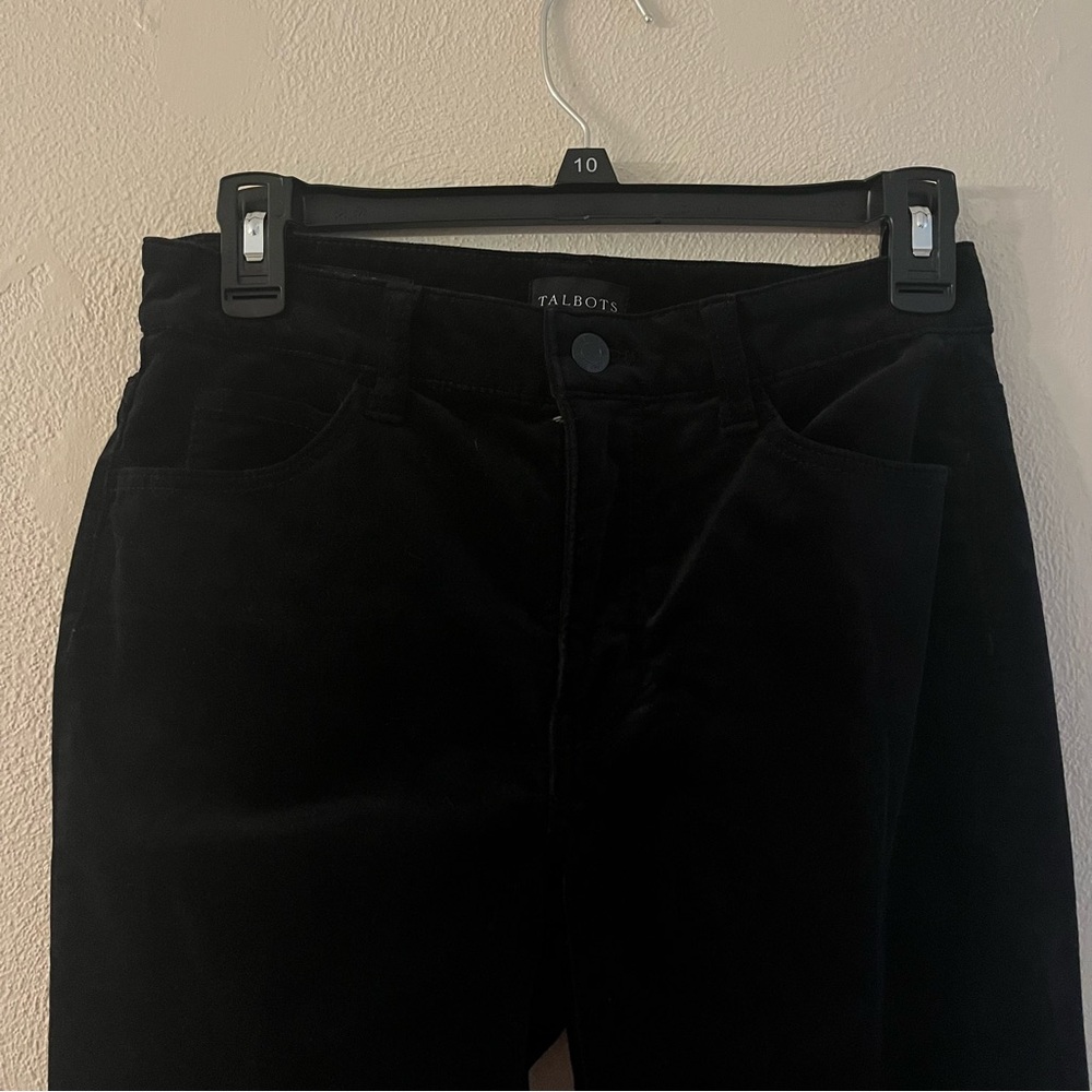 Talbots Black Velveteen Straight Leg Pant - Size 0P - Picture 2 of 6